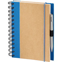 spiral bound notebook with blue cloth trim