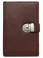 British tan leather notebook with pewter-tone lock